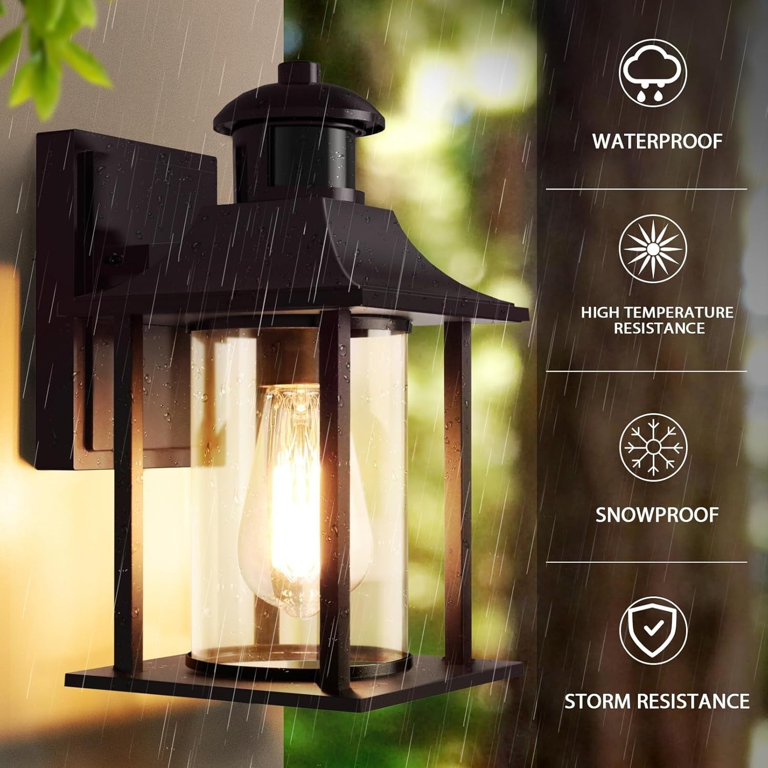 Waterproof Outdoor Motion Sensor Wall Light with Bulb, Aluminium Sconce