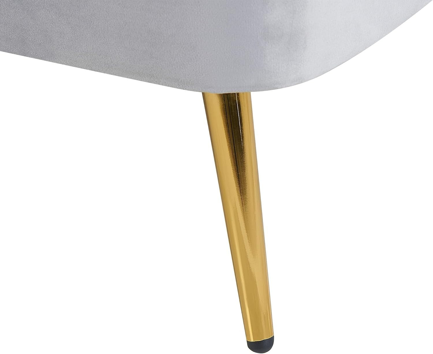 Grey Velvet Chaise Lounge Sofa | Right Hand, Gold Legs, Soft Upholstery