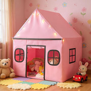 Pink Grey Kids Fairy Play Tent Indoor w Star Lights Mat Storage