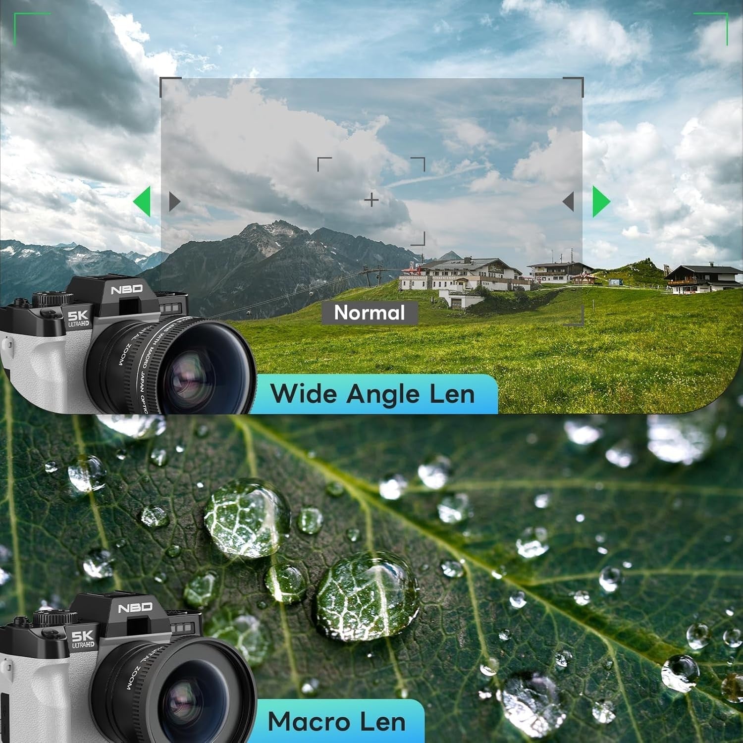 5K 64MP Vlogging Camera WiFi Flip Screen 16X Zoom White Kit
