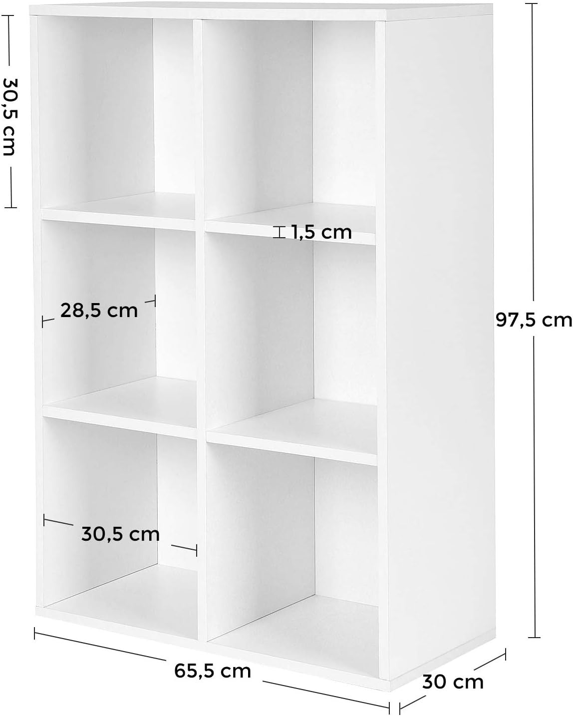 6-Compartment White Bookcase | Modern Cube Storage Shelf for Home Office Living