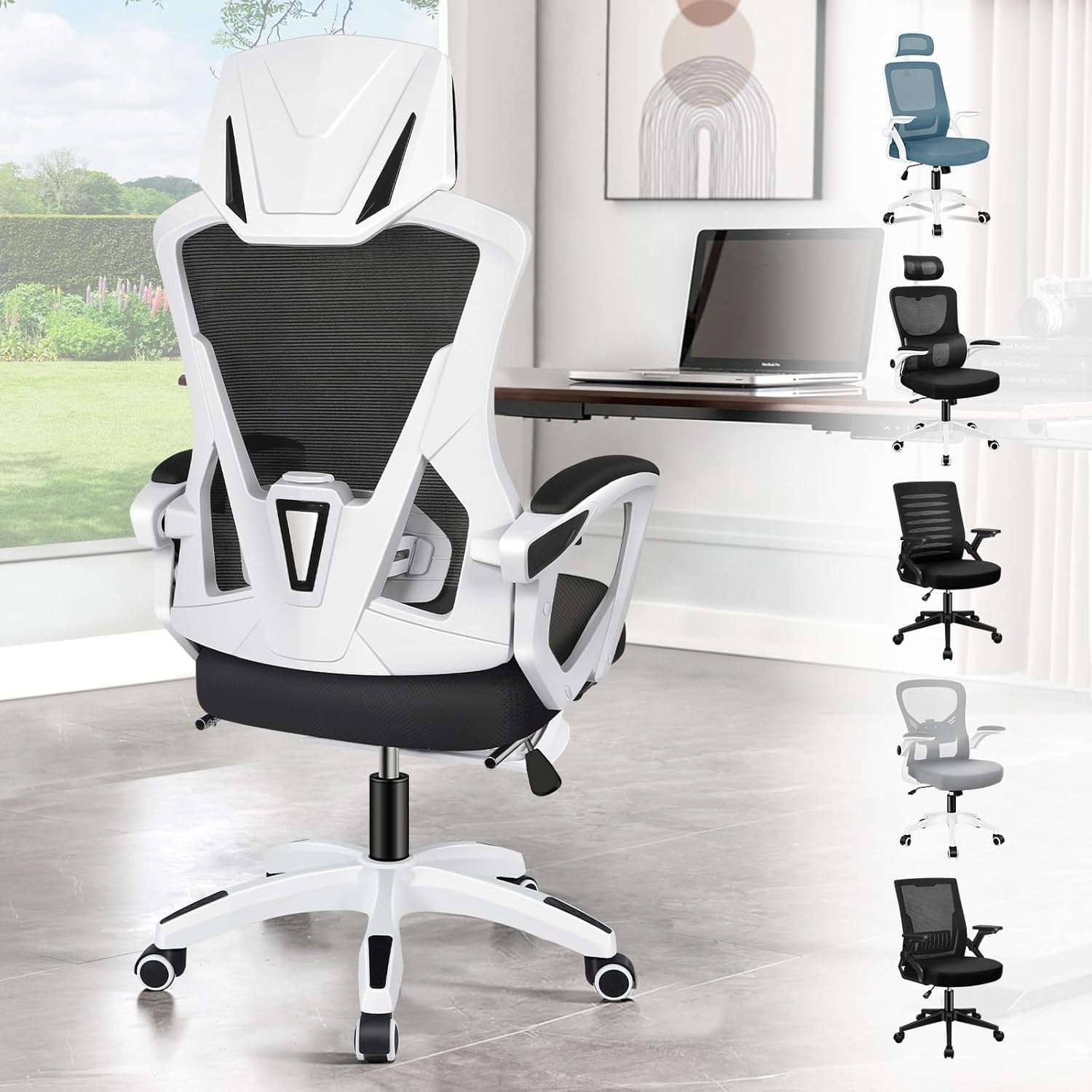 Ergonomic Office Chair Mesh Back Reclining Headrest Footrest Home Desk Seat