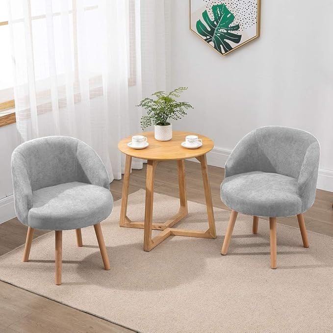 Set of 2 Grey Accent Tub Chairs Small Lounge Sofa Upholstered Fabric