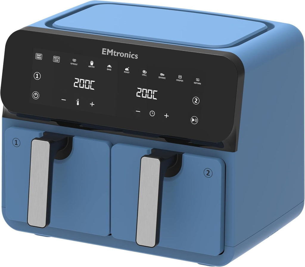 8L Dual Zone Air Fryer 2500W 8 Presets Match Cook Smart Finish 99min Timer