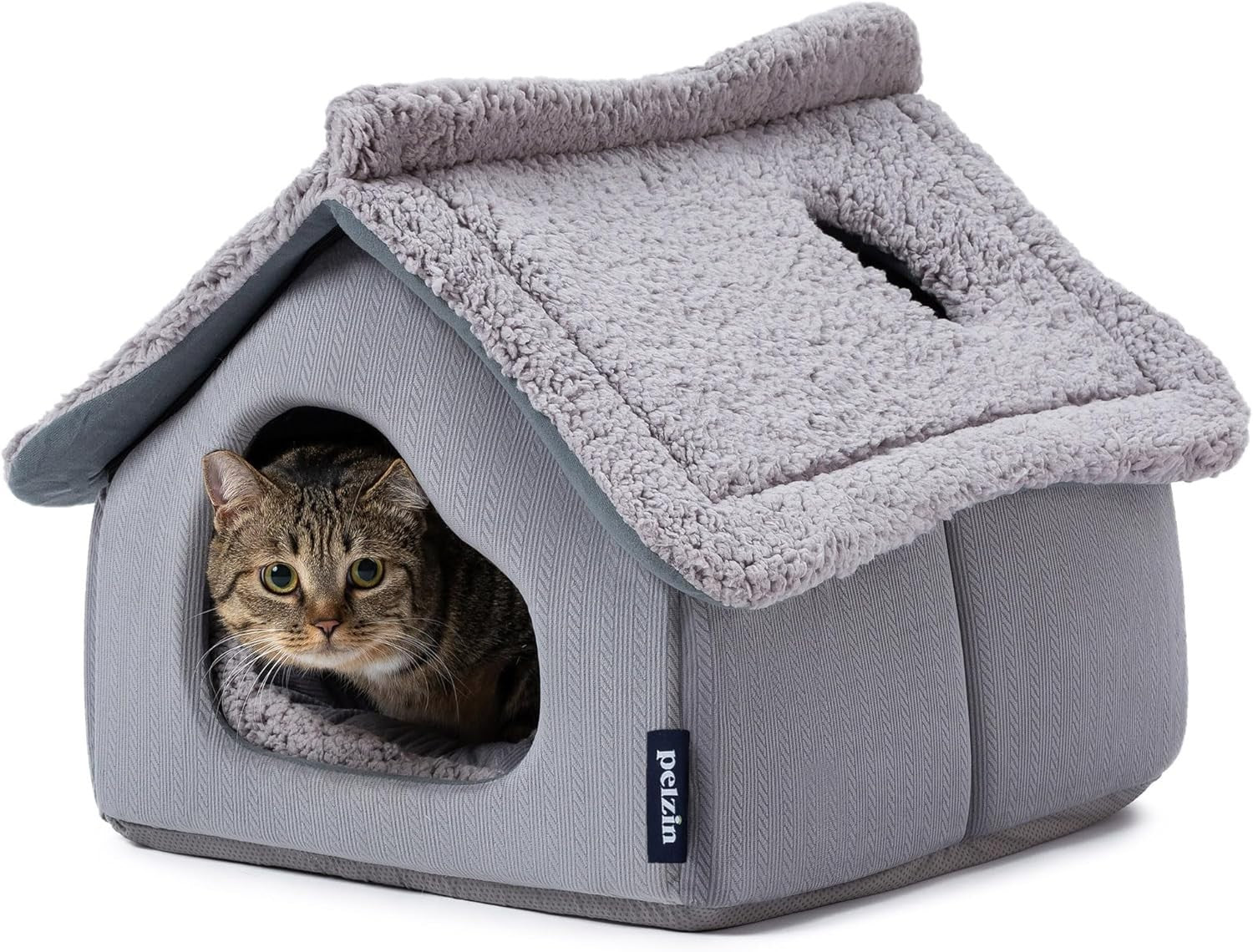 Large Cat Cave Bed Indoor Pet House Covered Hideaway Washable Cushion