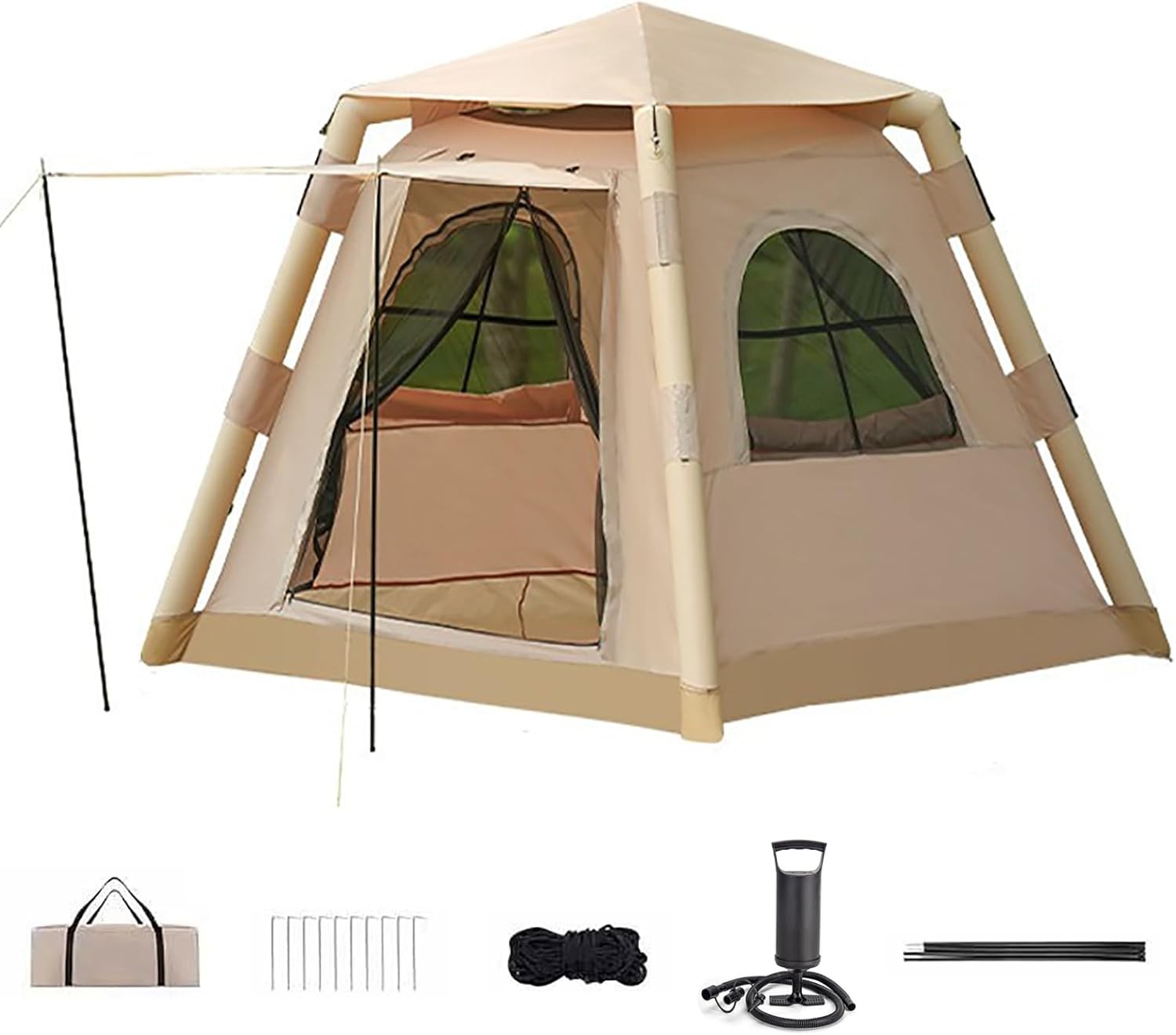 Inflatable Camping Tent 4-6 Person Air Beam Easy Setup 4 Season