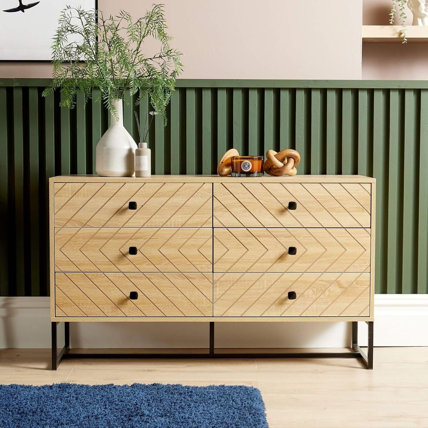 Modern Oak Chest of Drawers 6 Drawer Storage Unit Bedroom Furniture