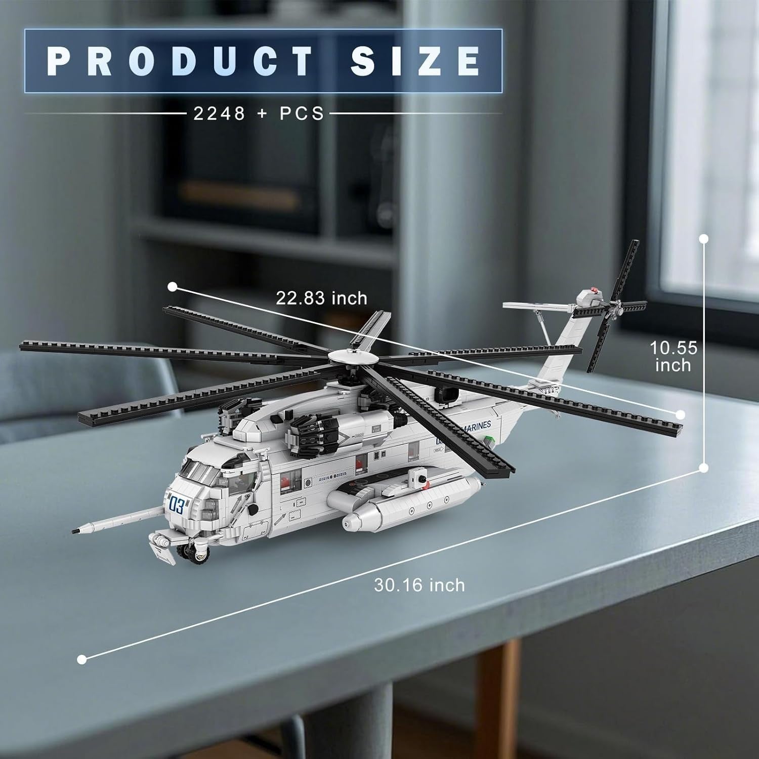 Military CH-53 Helicopter Model Building Kit 2248 Pcs, Adult DIY Toy Gift