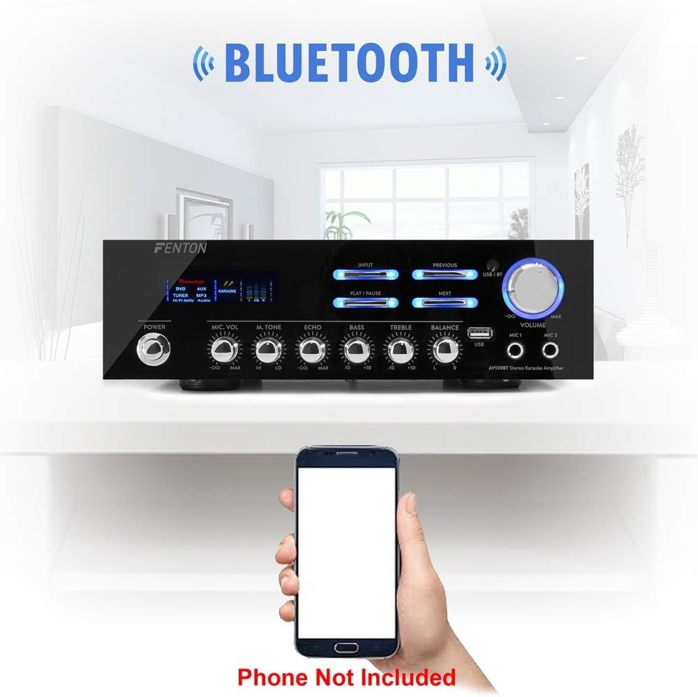 HiFi Bluetooth Bookshelf Stereo System 5" Passive Speakers Amplifier 120W Black