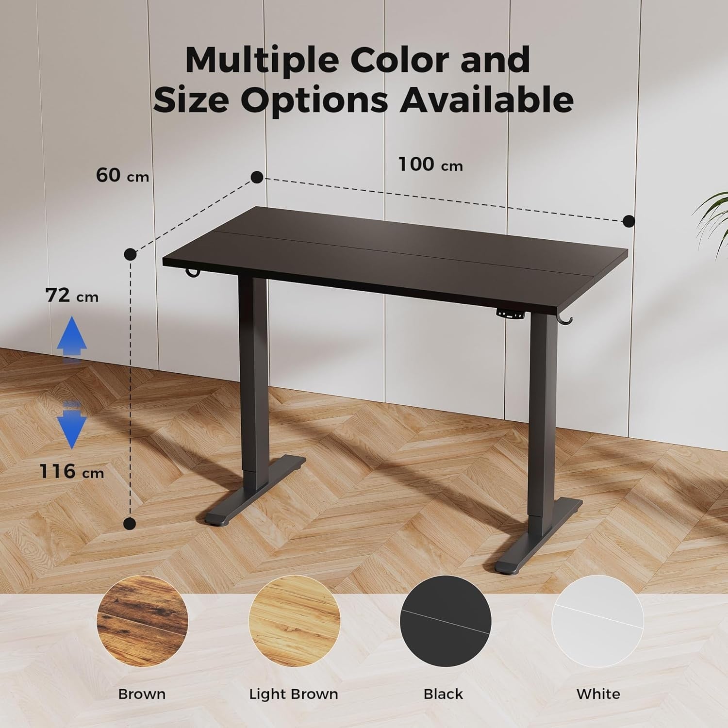 Electric Height Adjustable Standing Desk 100x60cm Sit Stand Table Black