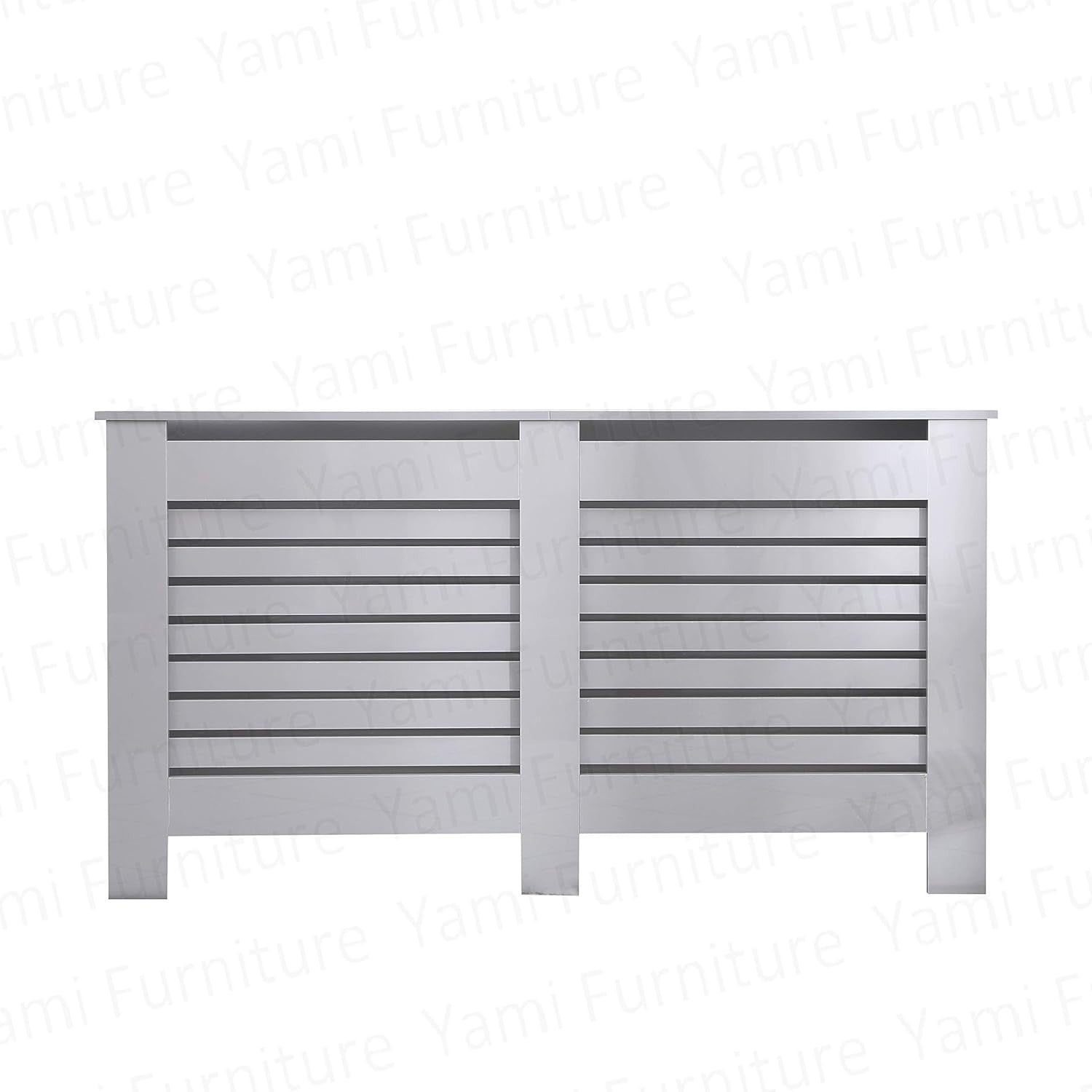 High Gloss Radiator Cover XL Grey Modern Slatted Cabinet – Stylish Heating Cover