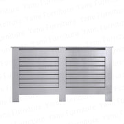 High Gloss Radiator Cover XL Grey Modern Slatted Cabinet – Stylish Heating Cover