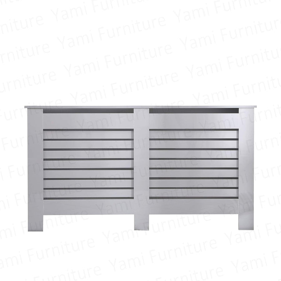 High Gloss Radiator Cover XL Grey Modern Slatted Cabinet – Stylish Heating Cover