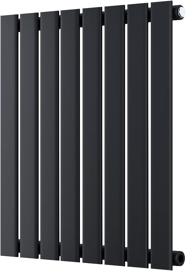 Black Horizontal Flat Panel Radiator 600x544mm Modern Bathroom Kitchen