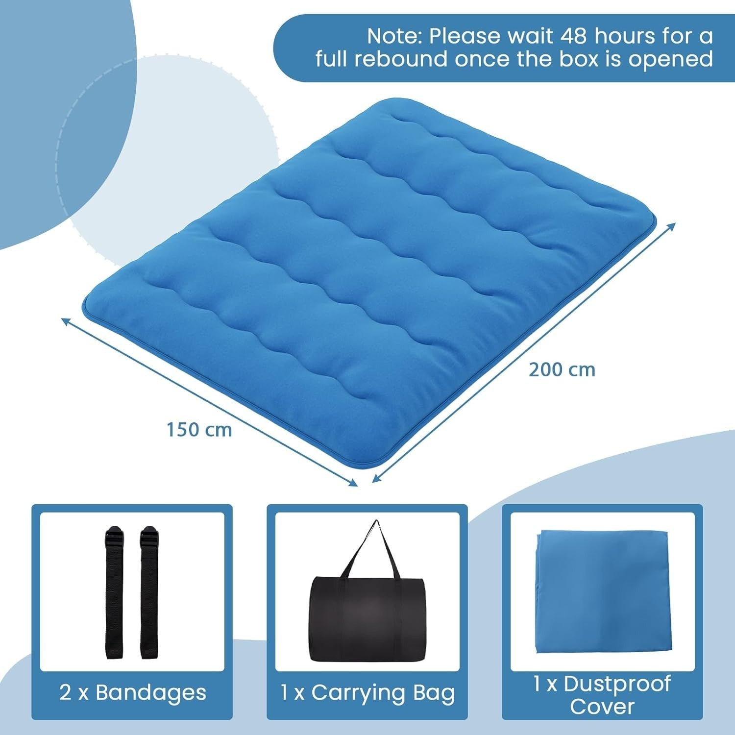 10cm Thick Japanese Floor Mattress Tatami Mat Sleeping Pad King Navy Blue