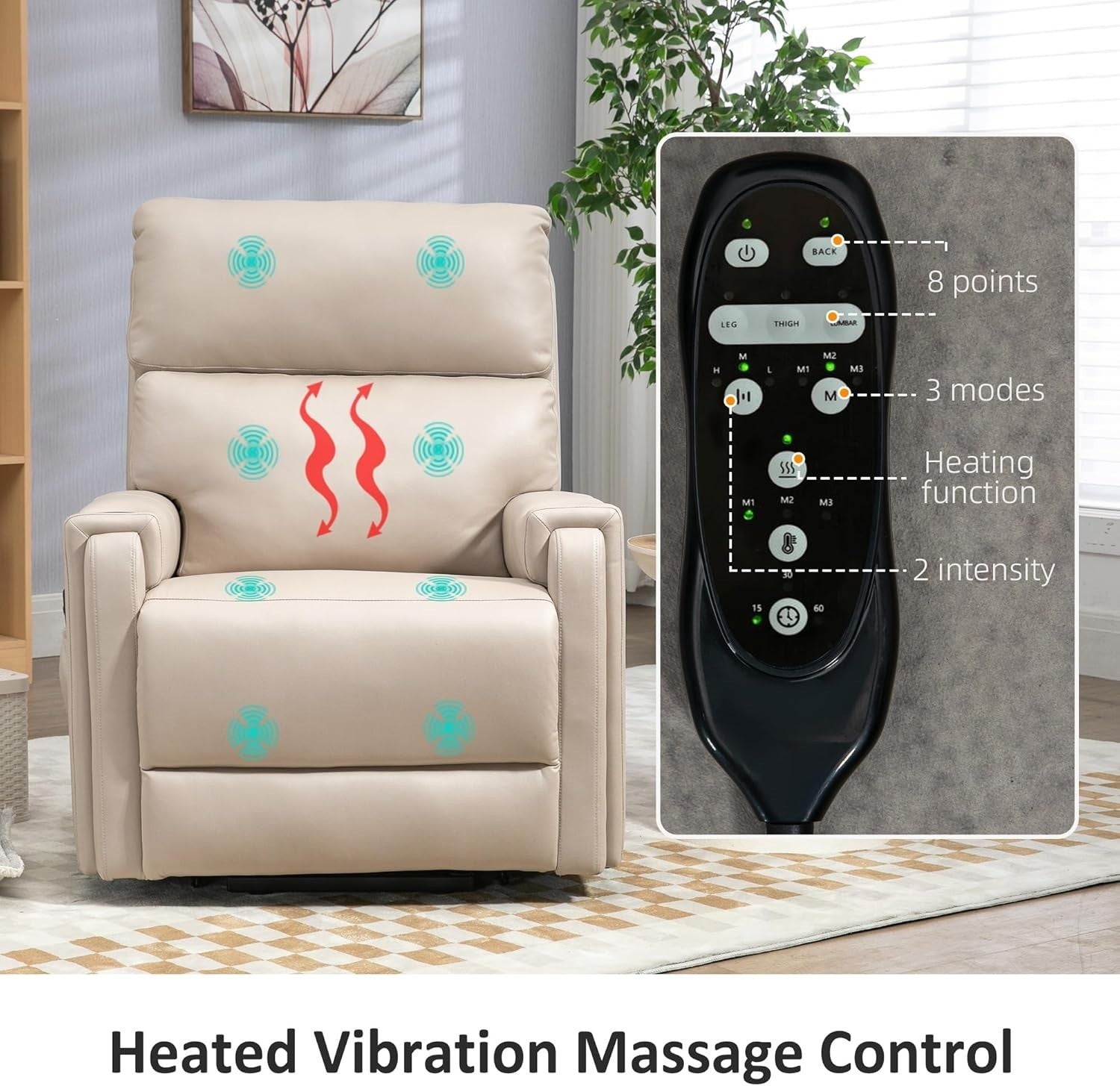 Lift Recliner Chair Massage Heat Electric Riser Armchair for Elderly Living Room