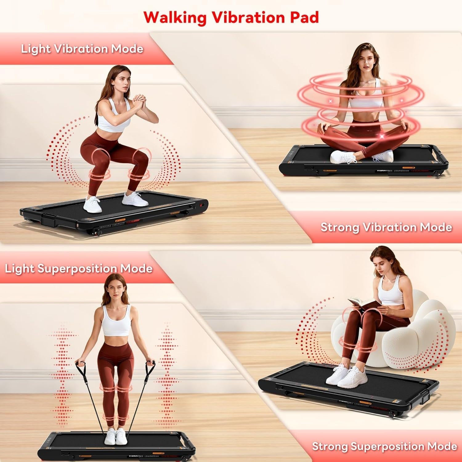 4-in-1 Under Desk Walking Treadmill with Auto Incline & Vibration