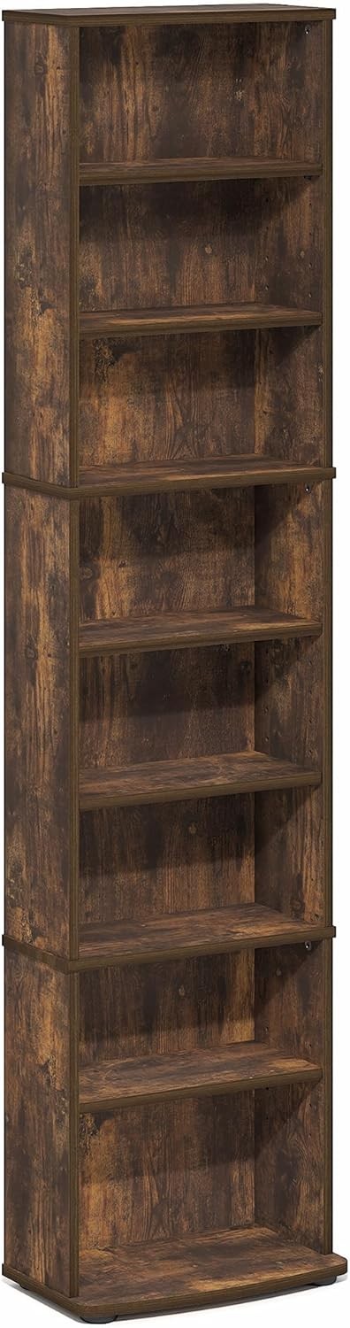 8 Tier CD DVD Storage Tower Adjustable Media Shelf Game Rack Pine