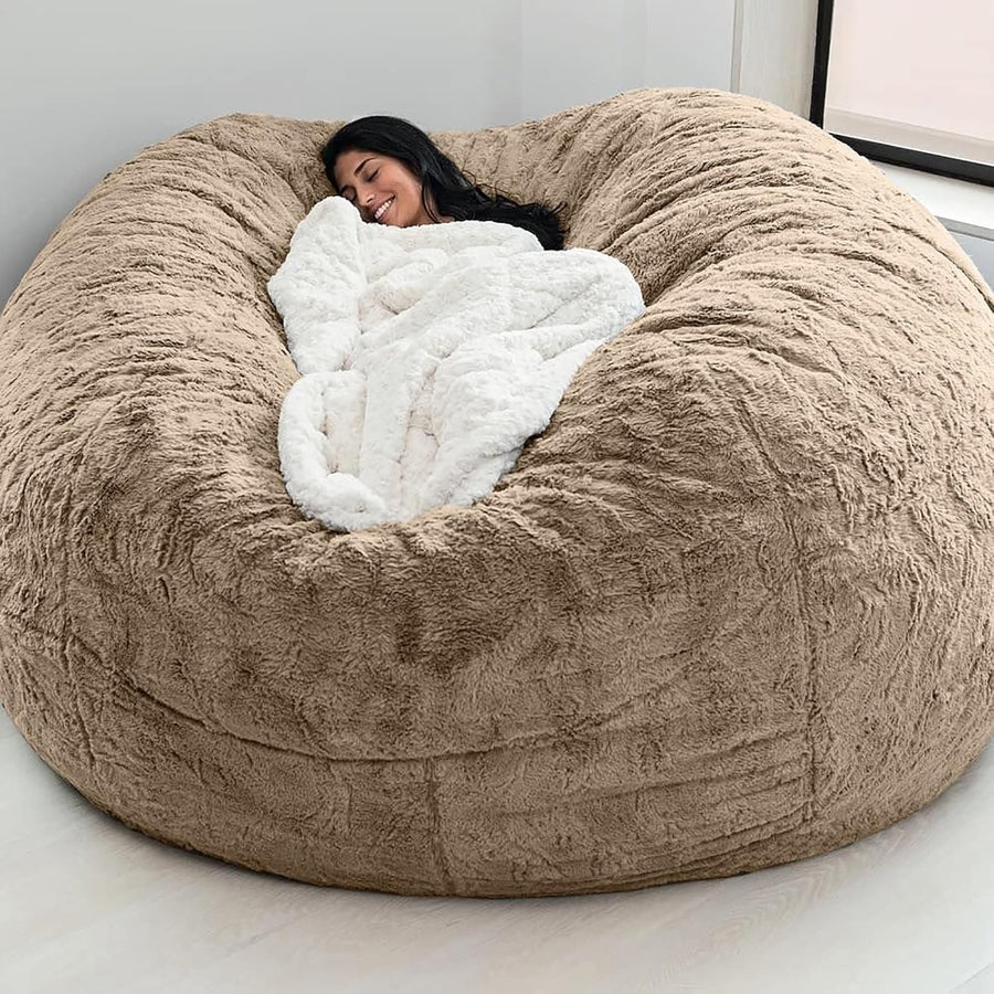 Giant 5FT Faux Fur Bean Bag Cover Ultra Soft Washable Sofa Chair