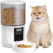 Automatic Cat Feeder 4L Timer Food Dispenser 6 Meal Voice Recorder White