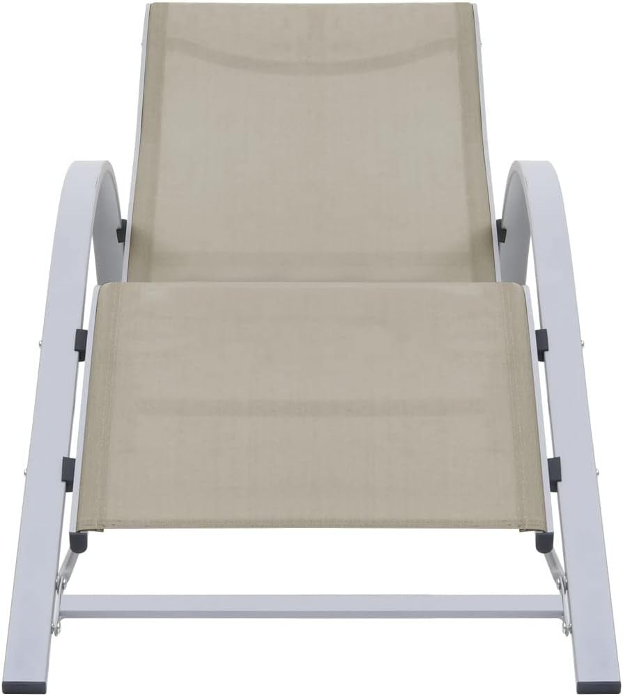 2x Outdoor Aluminium Sun Loungers with Table Patio Garden Chairs Set