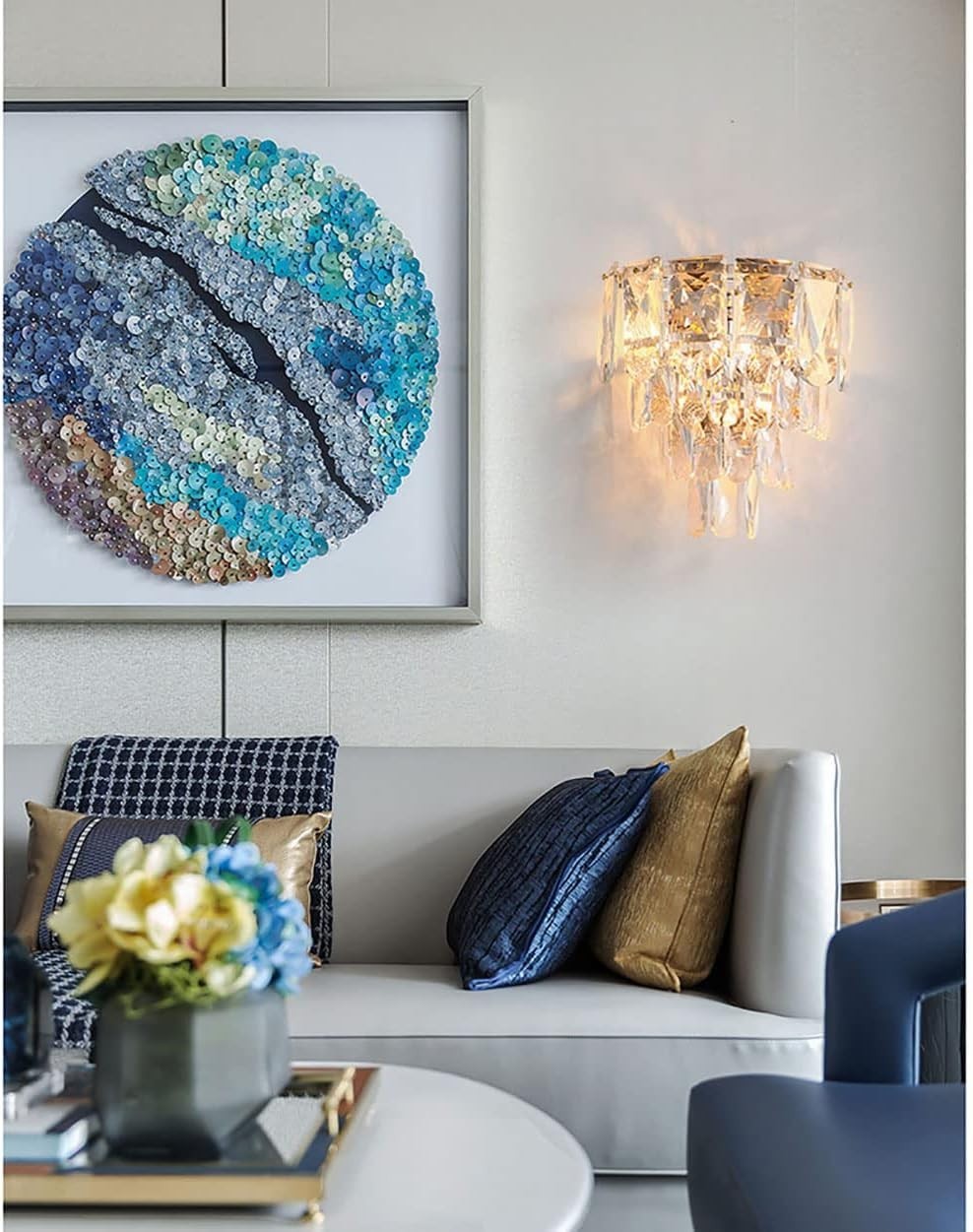 Gold Crystal Wall Light E14 Modern Sconce for Bedroom Hotel Hallway