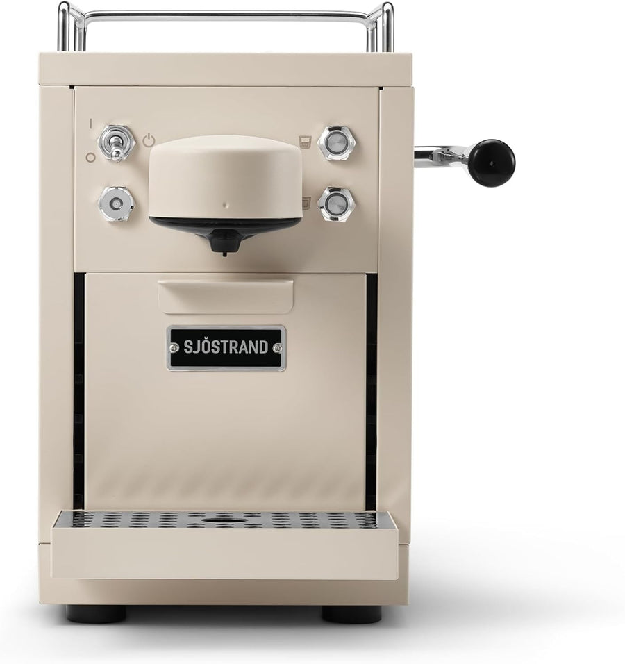 Stainless Steel Capsule Coffee Machine | 19-Bar Pressure, 1.2L Tank, Beige