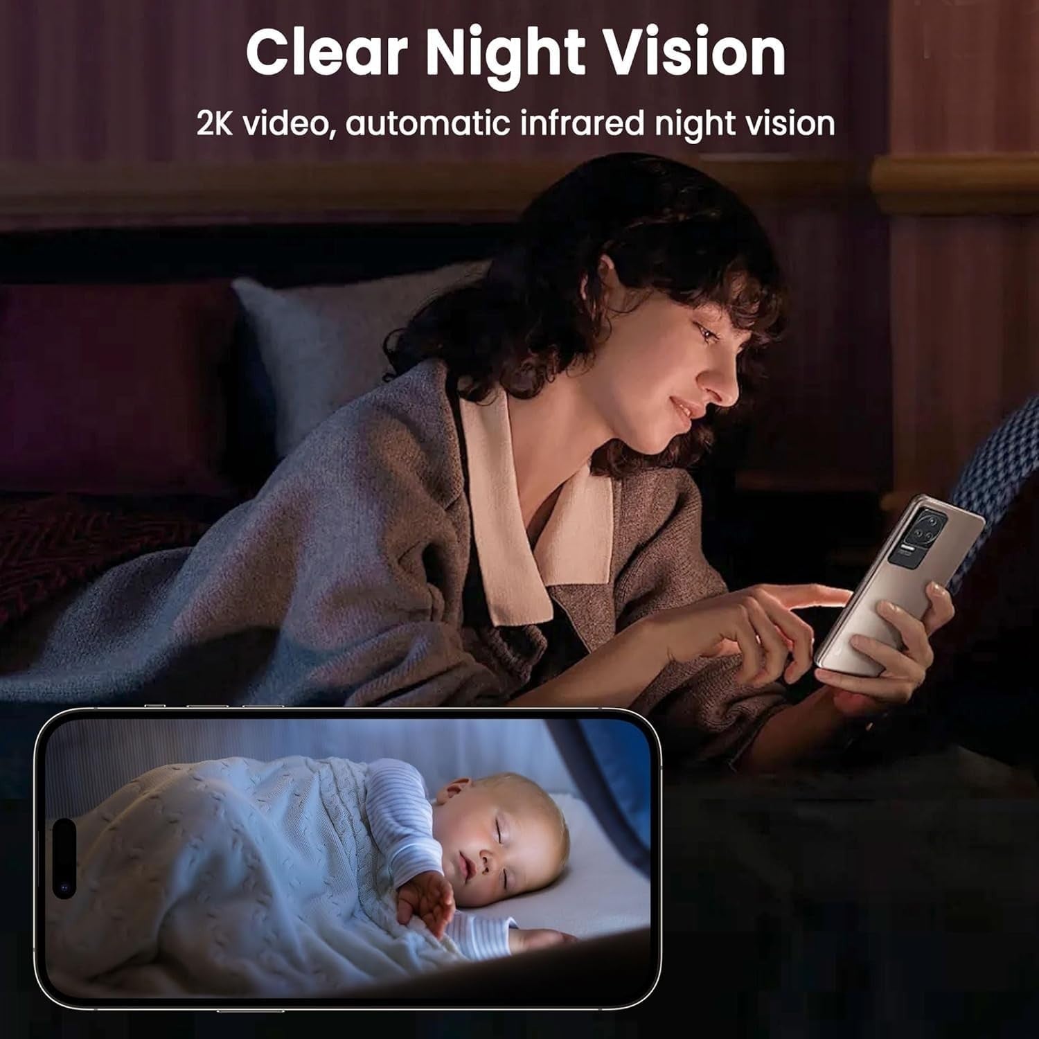 2K Mini WiFi Security Camera Wireless Night Vision Motion Detection