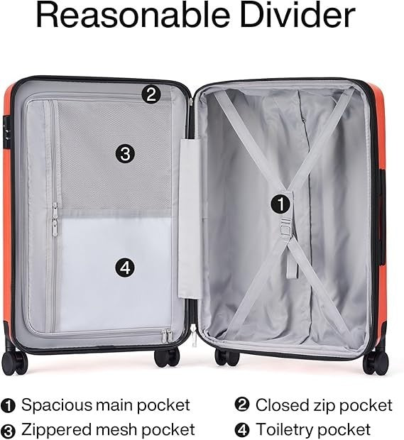 24” Lightweight Checked Hard Shell Suitcase Spinner Wheels Lock
