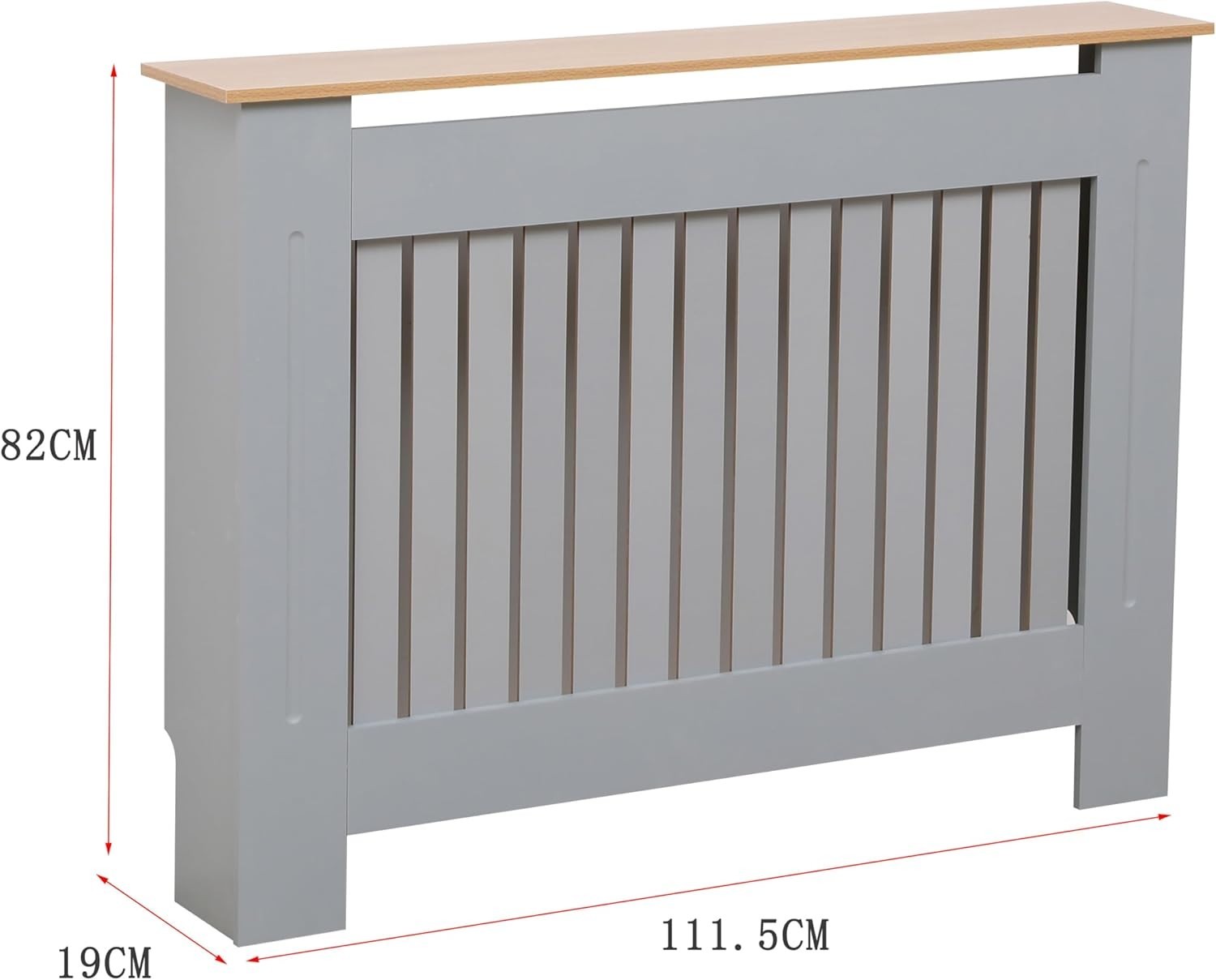 Medium Grey Oak Radiator Cover | Modern MDF Vertical Slat Cabinet – Stylish