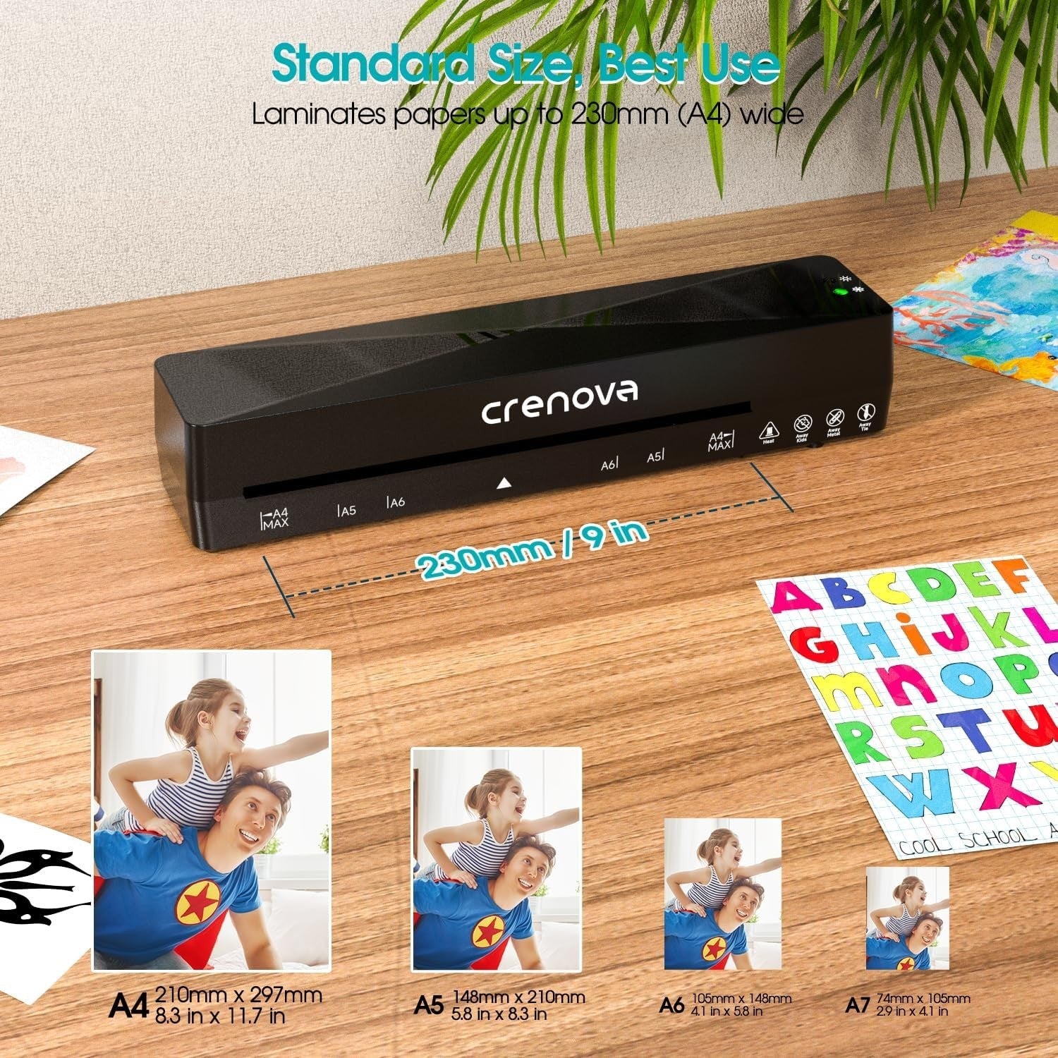 A4 Laminator Machine Hot Cold Fast Warm Up Anti Jam + Pouches