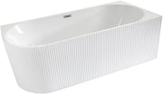 White Right Hand Fluted Corner Bath 1700x800mm Chrome Overflow