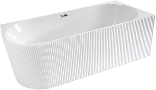 White Right Hand Fluted Corner Bath 1700x800mm Chrome Overflow