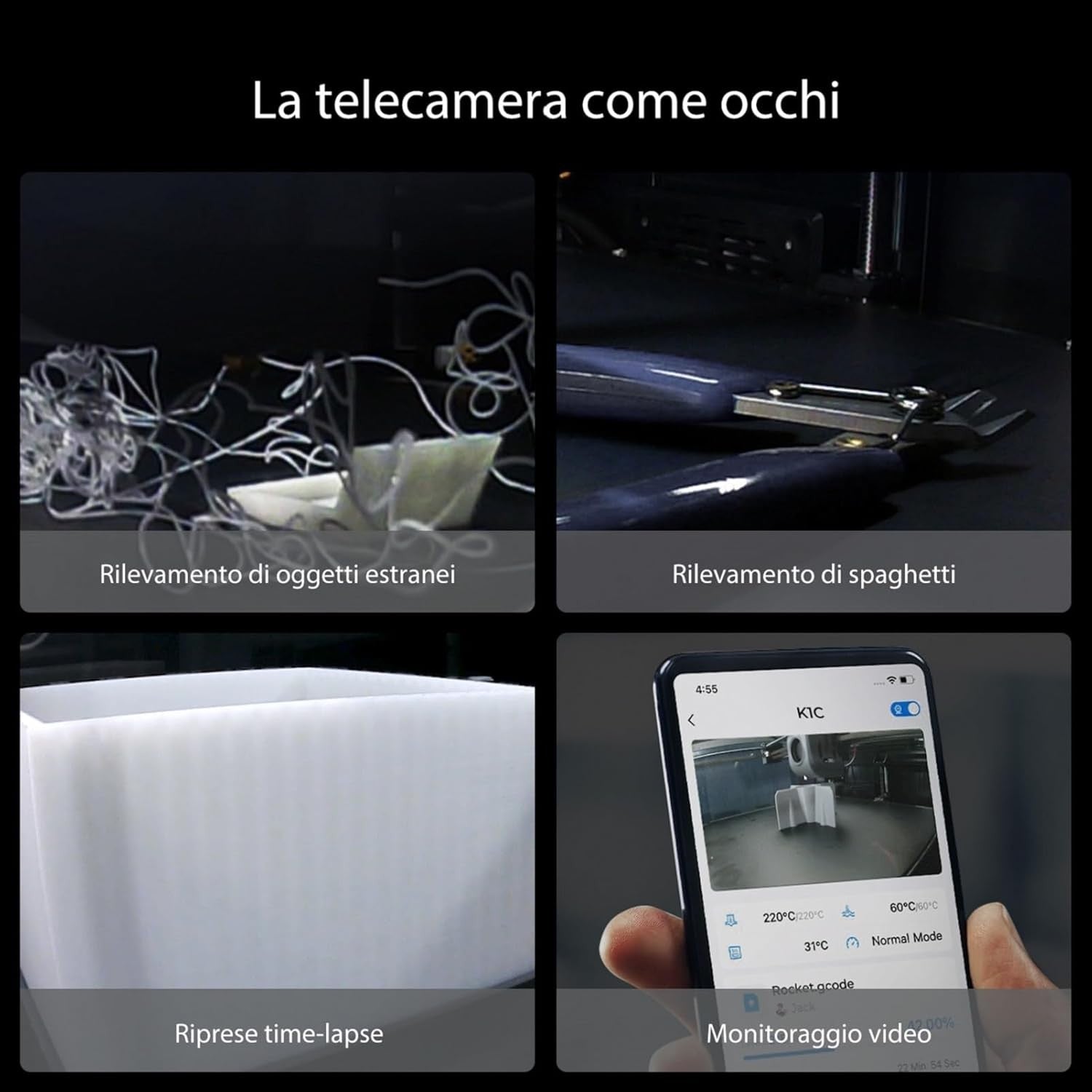 High Speed Enclosed 3D Printer Auto Level Camera Quiet 600mm/s Desktop