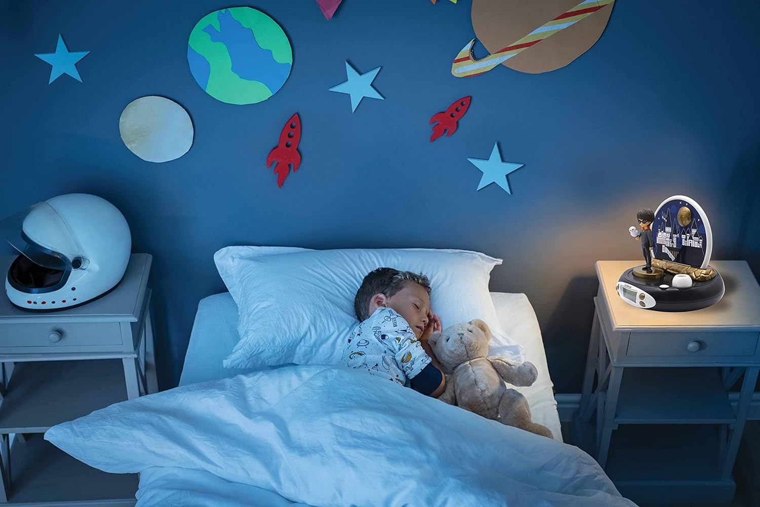Kids Projector Alarm Clock Night Light Ceiling Time Display Black