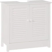 White Under Sink Bathroom Cabinet 60x30x60cm Double Door Storage Cupboard