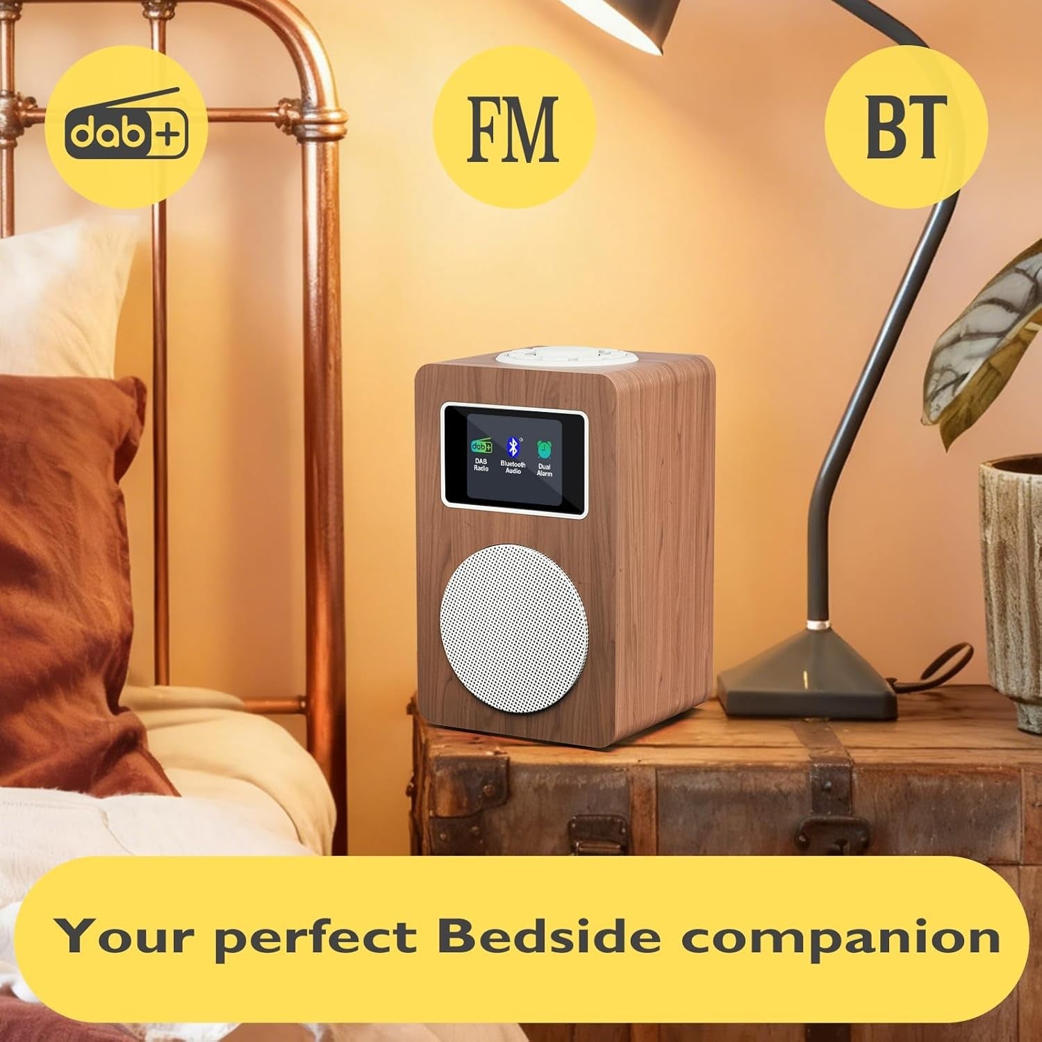 DAB+ Digital Radio Alarm Clock Bluetooth FM Dual Alarm Colour Display