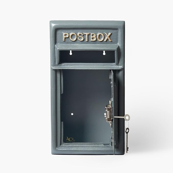 Lockable Cast Iron Wall Post Box | Weatherproof Mailbox | 44cm Tall | Secure