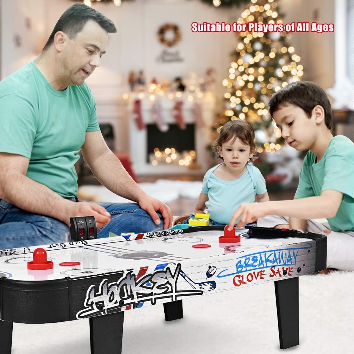 42 Inch Tabletop Air Hockey Game Electronic Blower Dual Scorers
