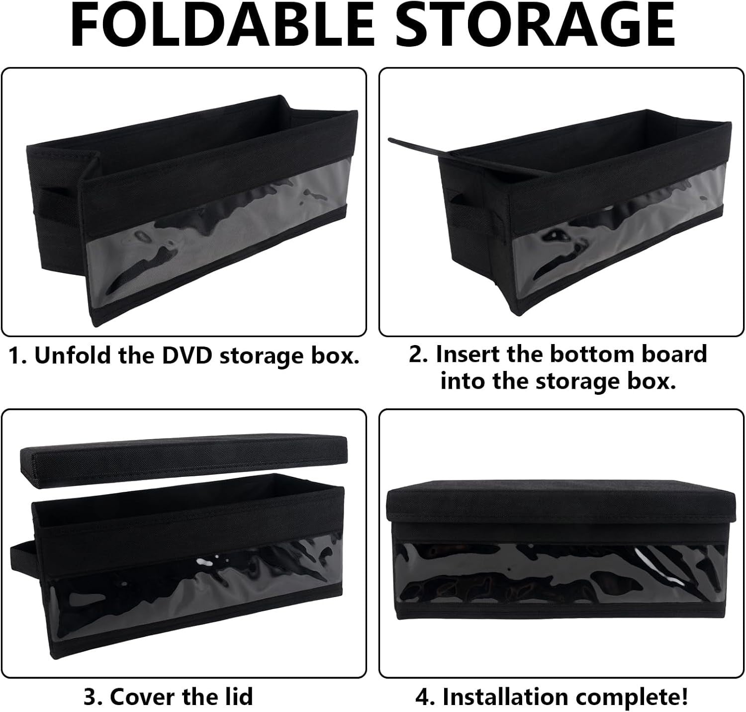 4 Pack CD Storage Boxes with Lids Stackable Organizer Holds 240 CDs