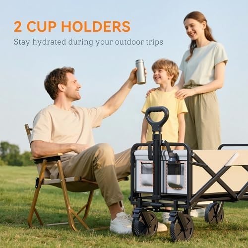 Portable Folding Garden Trolley 90L Camping Shopping Wagon