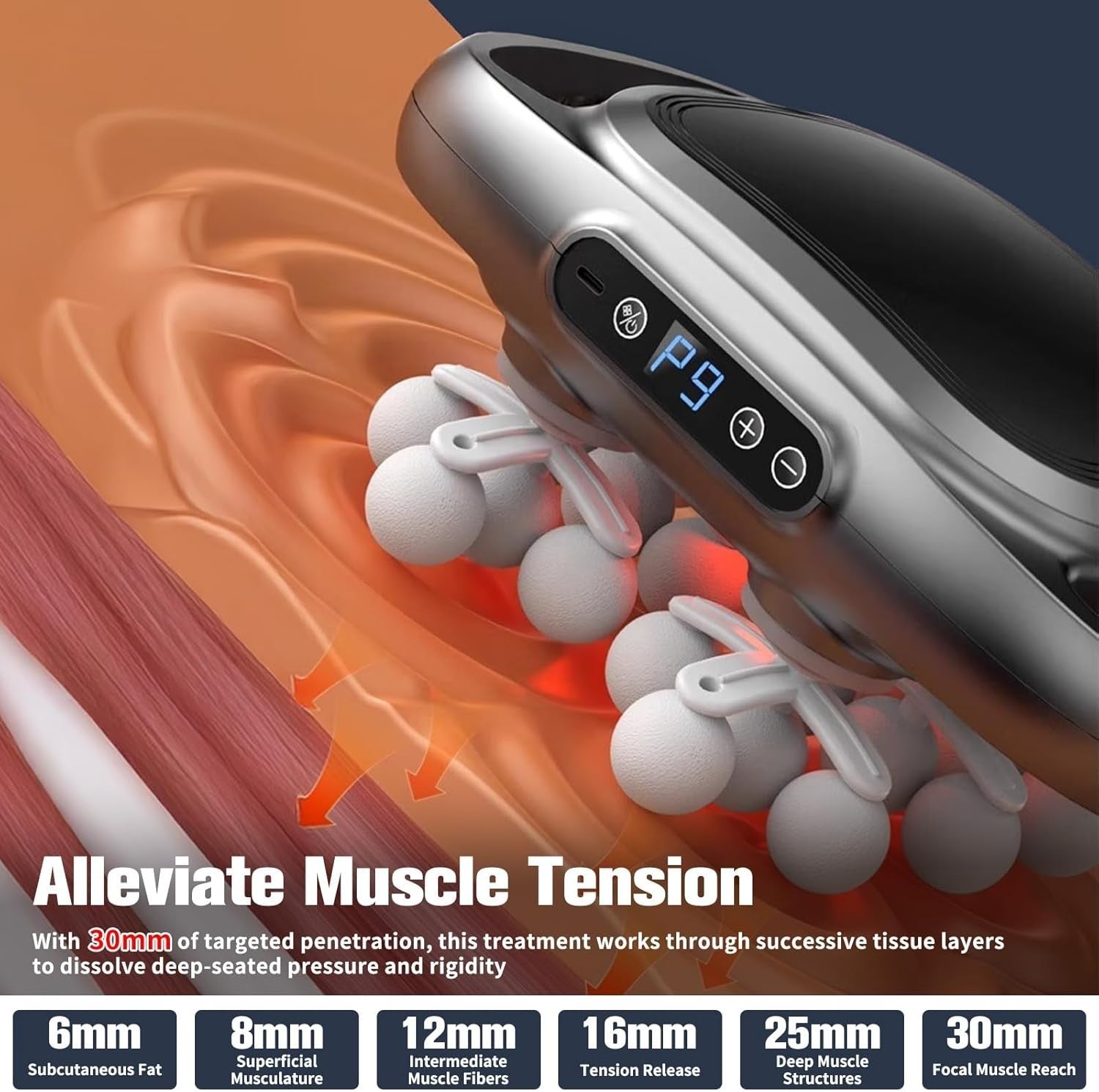 22 Head Deep Tissue Massage Gun Red Light Therapy Cordless Muscle Massager