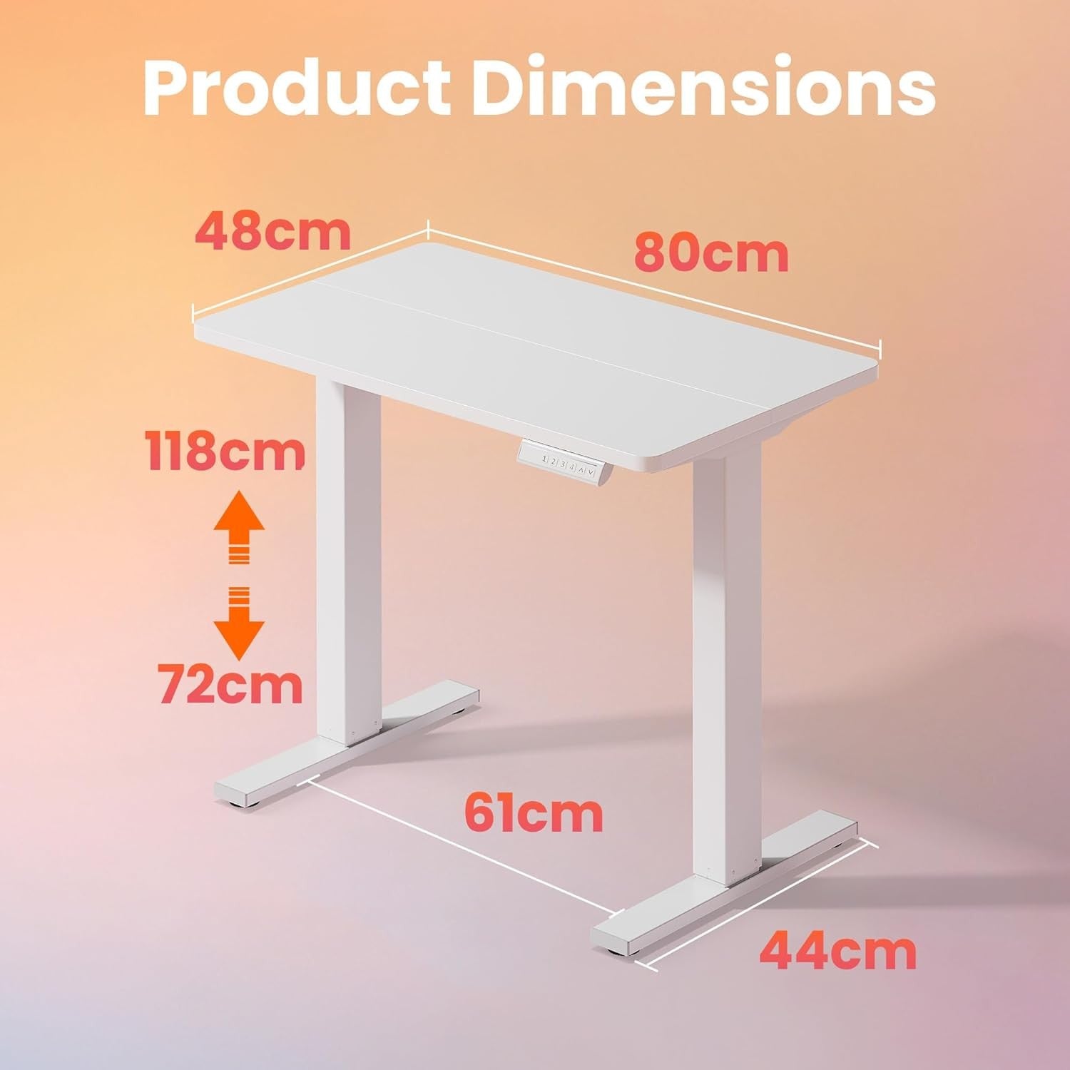 Electric Standing Desk Height Adjustable Sit Stand Office Table 80x48cm