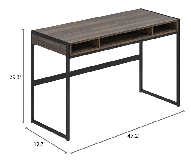 47” Walnut Computer Desk with Storage Shelves for Home Office or Study Room