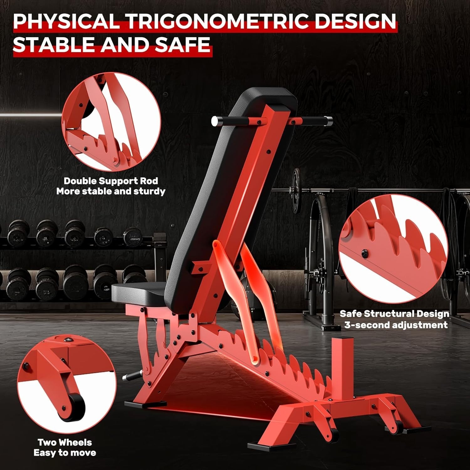 Heavy Duty Adjustable Bench 1300lb Incline Decline Flat Home Gym