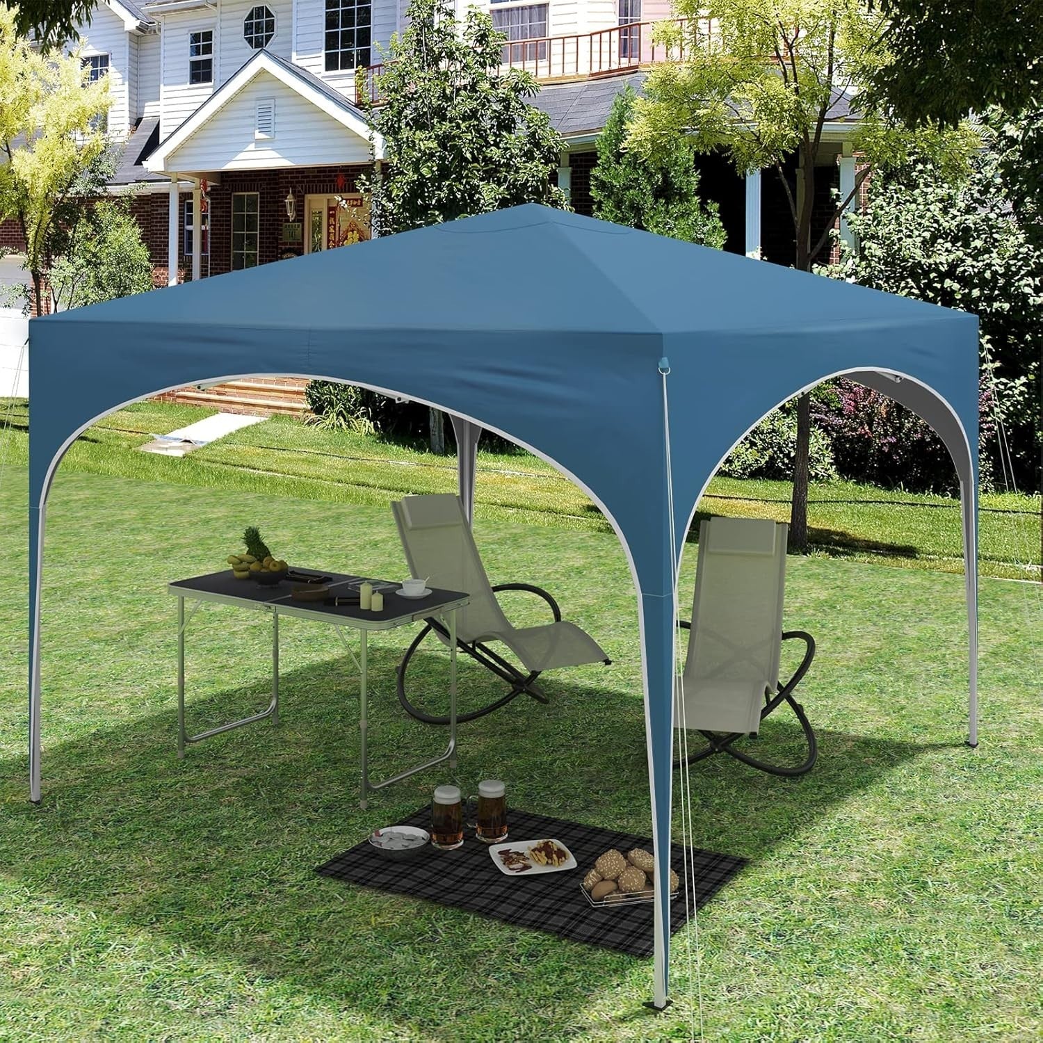 3x3M Pop-Up Gazebo Folding Event Tent Waterproof UV-Protected Blue