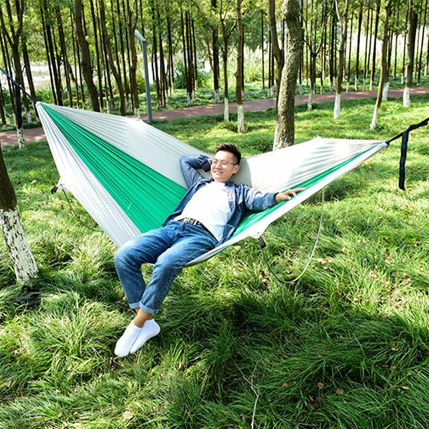 Outdoor Camping Hammock with Support Poles – Waterproof, Portable Travel