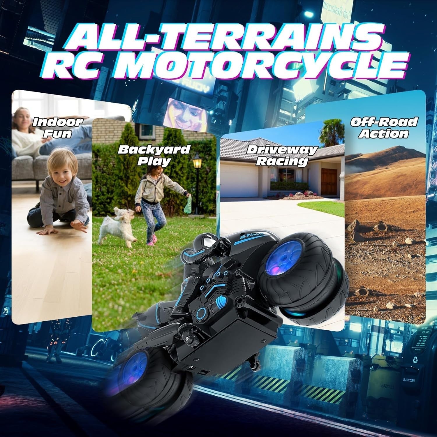 RC Stunt Motorcycle Car, 360° Flip Remote Control Vehicle for Kids