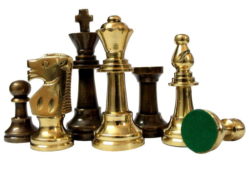 Luxury 14" Folding Wooden Chess Set – Inlaid Board + Brass Staunton Pieces