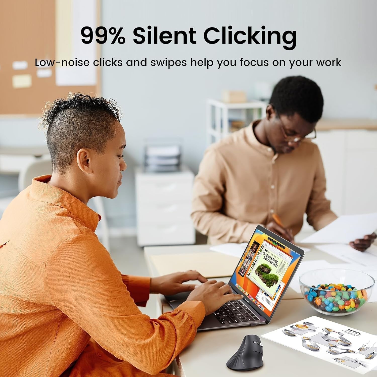 Ergonomic Vertical Wireless Mouse Bluetooth 4000DPI 3 Device Silent